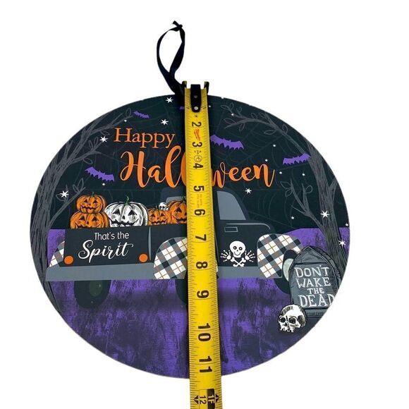NWOT HAPPY HALLOWEEN Wall Sign Home Décor Pumpkin Black and Purple - Picture 5 of 5